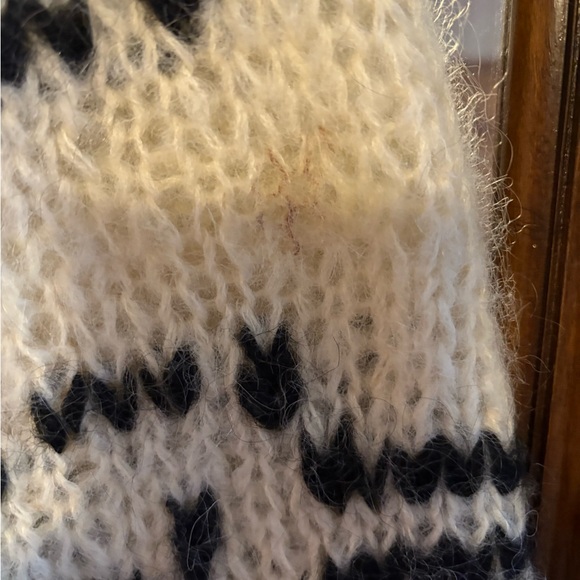 Tam Italia Vintage Mohair/Wool made in Italy Cream Black Patterned Women Sweater - Picture 6 of 8
